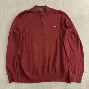 Vineyard Vines Sweater Mens Large Blue 1/4 Zip Cotton Cashmere Style 1E0146